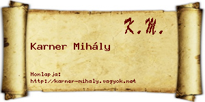 Karner Mihály névjegykártya